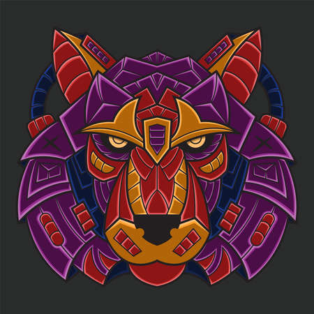 Abstract Colorful Ornament Doodle Art Tiger Illustration Cartoon Concept Vector. Suitable For Wallpaper, Clip Art, Background, Card, Book Illustration, T-Shirt Design, Sticker, Cover, etcのイラスト素材
