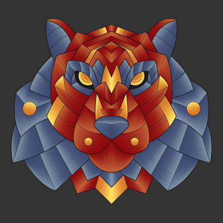 colorful tiger head illustration.のイラスト素材