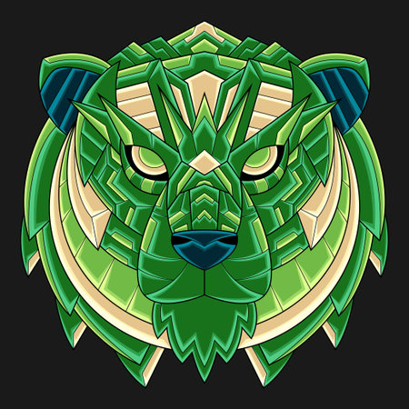 Abstract Colorful Ornament Doodle Art Tiger Illustration Cartoon Concept Vector. Suitable For Wallpaper, Clip Art, Background, Card, Book Illustration, T-Shirt Design, Sticker, Cover, etcのイラスト素材