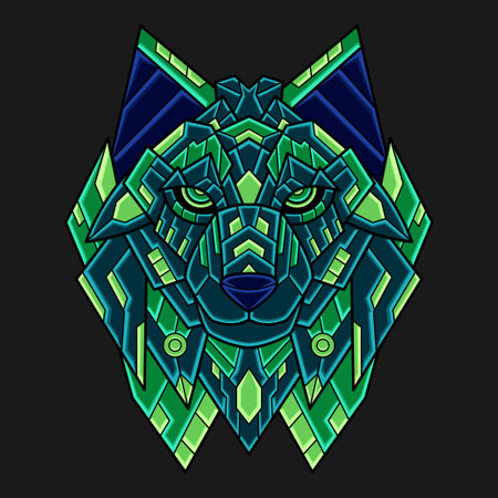Abstract Colorful Ornament Doodle Art Wolf Illustration Cartoon Concept Vector. Suitable For Logo, Wallpaper, Banner, Background, Card, Book Illustration, T-Shirt Design, Sticker, Cover, etcのイラスト素材