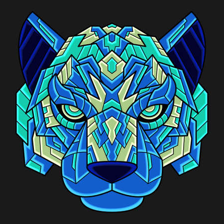 Abstract Colorful Ornament Doodle Art Panther Illustration Cartoon Concept Vector. Suitable For Logo, Wallpaper, Banner, Background, Card, Book Illustration, T-Shirt Design, Sticker, Coverのイラスト素材