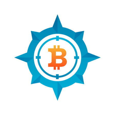 bitcoin compass logo design template iconのイラスト素材