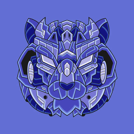 Abstract Colorful Geometric Ornament Doodle Tiger Illustration Cartoon Concept Vector. Suitable For Logo, Wallpaper, Banner, Background, Card, Book Illustration, T-Shirt Design, Sticker, Coverのイラスト素材