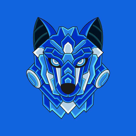 Abstract Colorful Geometric Ornament Doodle Wolf Illustration Cartoon Concept Vector. Suitable For Logo, Wallpaper, Banner, Background, Card, Book Illustration, T-Shirt Design, Sticker, Coverのイラスト素材