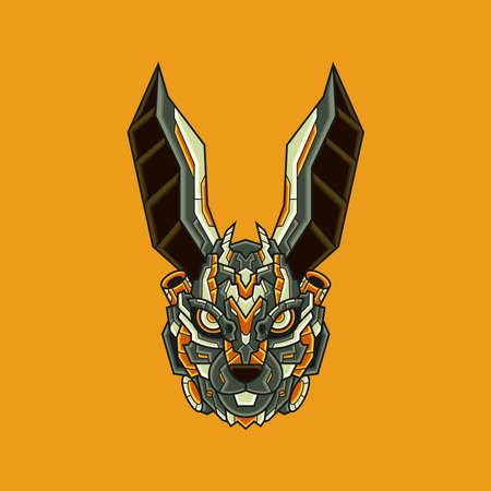 Abstract Colorful Geometric Ornament Doodle Rabbit Illustration Tribal Cartoon Concept Vector. Suitable For Logo, Wallpaper, Banner, Background, Card, Book Illustration, T-Shirt Design, Sticker, Coverのイラスト素材