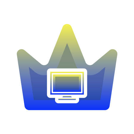 monitor crown logo gradient design template icon elementのイラスト素材