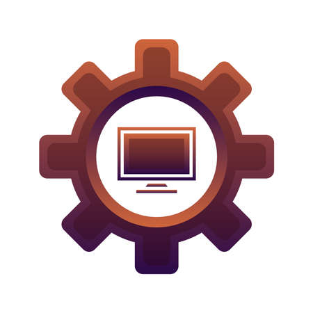 monitor gear logo gradient design template icon elementのイラスト素材