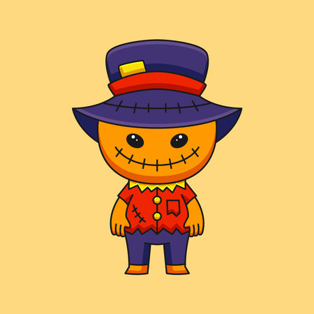 monster scarecrow cute cartoon icon illustrationのイラスト素材