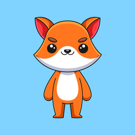 cute fox cartoon doodle art hand drawn concept vector kawaii icon illustrationのイラスト素材