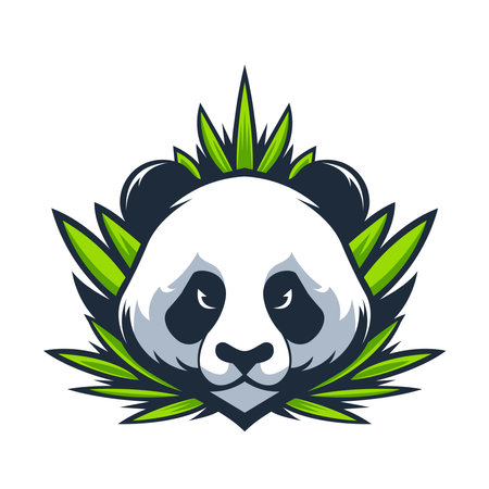 Panda Mascot Logo Concept Vector Illustration Cartoon. Suitable For Logo, Wallpaper, Banner, Background, Card, Book Illustration, T-Shirt Design, Sticker, Cover, etcのイラスト素材