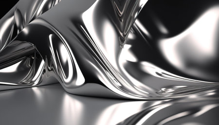 Shimmering silver foil texture, exuding sophistication and reflective elegance.の写真素材