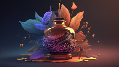 Aroma fills the air, depicted with beautiful flowers and scent waves in this captivating illustrationの写真素材