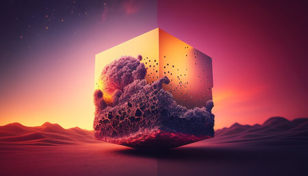 Fantasy landscape in gradient hues creates an abstract masterpieceの写真素材