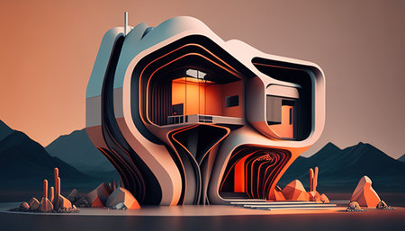 Abstract house with innovative design and futuristic styleの写真素材