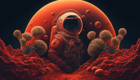 Mars-inspired collage featuring various creative visualsの写真素材