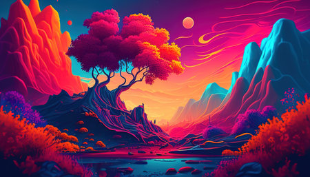 Colorful landscapes dreamy abstract artの写真素材