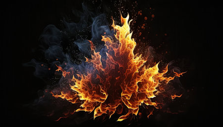 Fiery blaze ignites the darkness Illustration of fire.の写真素材