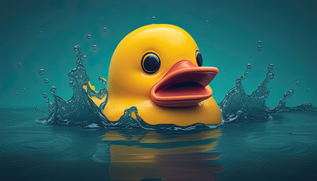 rubber duck floating digital art illustrationの写真素材