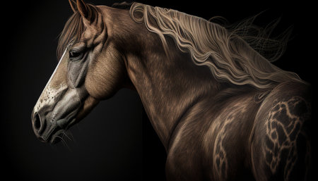 Horse in profile view digital art illustrationの写真素材