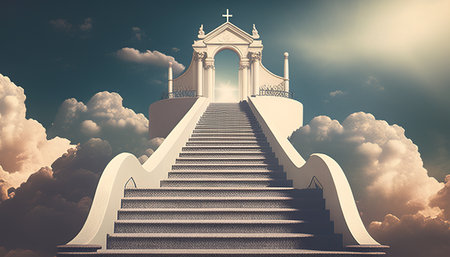stairway to heaven digital art illustrationの写真素材