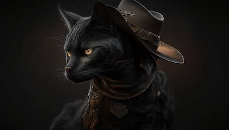 cowboy cat digital art illustrationの写真素材