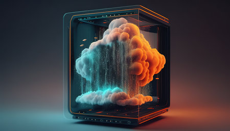 cloud computing digital art illustrationの素材