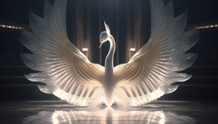 graceful swan dancer digital art illustration, Generative AIの素材