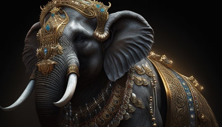 majestic elephant king digital art illustration, Generative AIの素材
