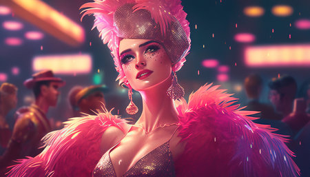 flamingo lounge singer digital art illustration, Generative AIの素材