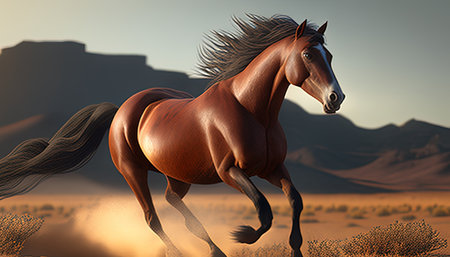 beautiful mustang digital art illustration, Generative AIの素材