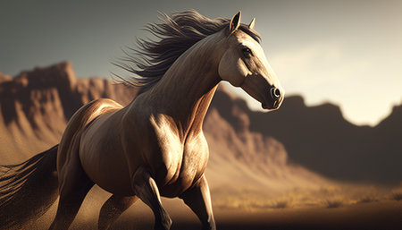 beautiful mustang digital art illustration, Generative AIの素材