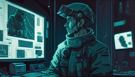 astronaut medical officer digital art illustration, Generative AIの素材