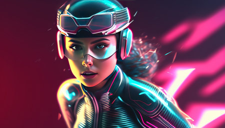 spunky cassette futurism athlete digital art illustration, Generative AIの素材