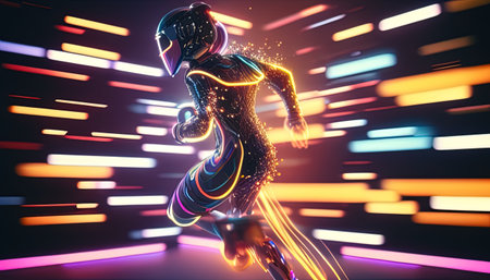 spunky cassette futurism athlete digital art illustration, Generative AIの素材