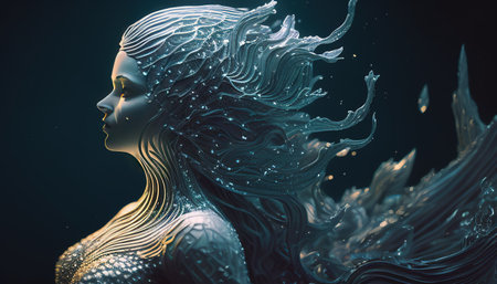brave mermaid digital art illustration, Generative AIの素材