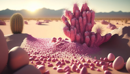 desert of pink sand digital art illustration, Generative AIの素材