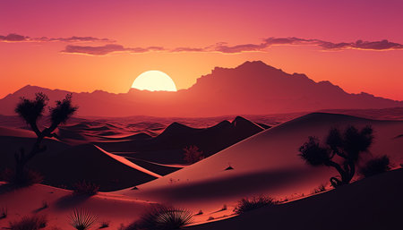 desert landscape digital art illustration, Generative AIの素材