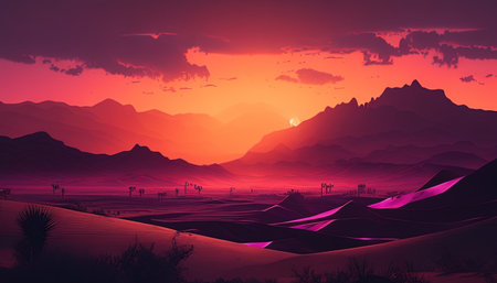 desert landscape digital art illustration, Generative AIの素材