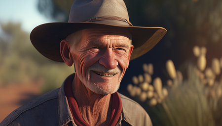 gentle farmer digital art illustration, Generative AIの素材