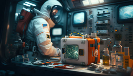 resourceful medic astronaut digital art illustration, Generative AIの素材
