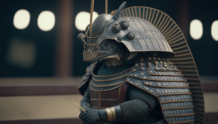 armadillo samurai digital art illustration, Generative AIの素材