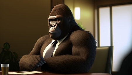 diplomatic gorilla ambassador digital art illustration, Generative AIの素材
