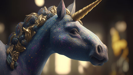unicorn digital art illustration, Generative AIの素材