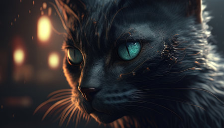 cursed cat digital art illustration, Generative AIの素材