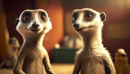 meerkat comedian duo digital art illustration, Generative AIの素材