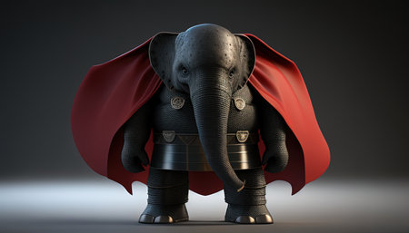 mighty elephant digital art illustration, Generative AIの素材
