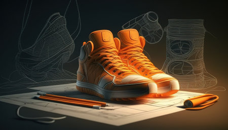 sneakers digital art illustration, Generative AIの素材