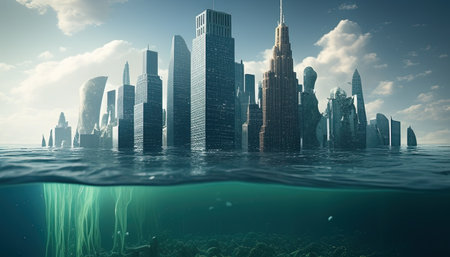 doomsday global warming digital art illustration, Generative AIの素材