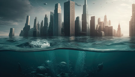 doomsday global warming digital art illustration, Generative AIの素材