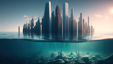 doomsday global warming digital art illustration, Generative AIの素材